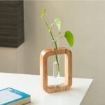 HS ART Wooden Table Flower Vase Home Decor Items/Propagation/Decor Plant Holder Dining Table Wooden Flower Vase for Decor Home Office Living Room Rectangular (1)