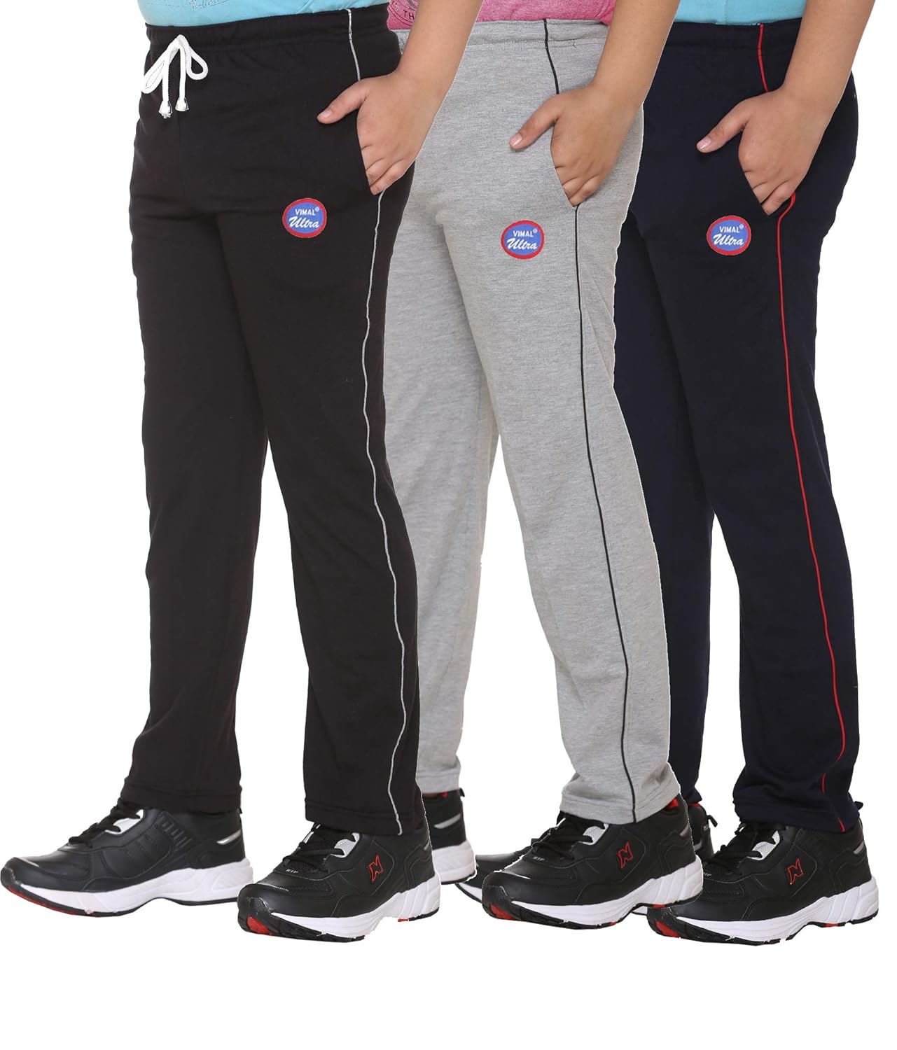 VIMAL JONNEY Cotton Blended Regular Fit Trackpants for Boys (Pack of 3)-K1_03-P