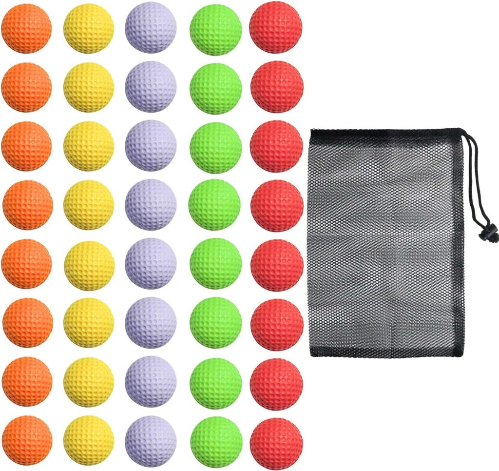 40 Pack Foam Golf Practice Balls – Realistic Feel and Limited Flight Training Balls for Indoor or Outdoor