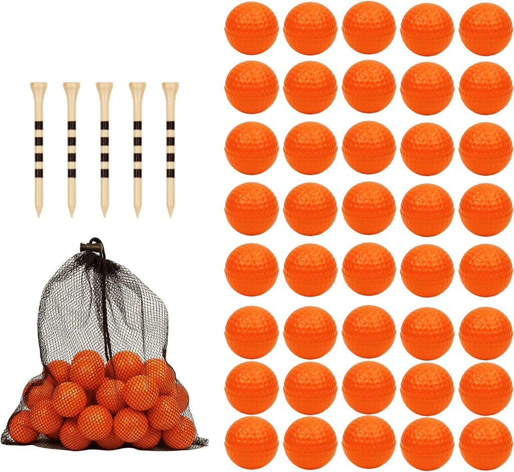 40 Pack Foam Golf Practice Balls – Realistic Feel and Limited Flight Training Balls for Indoor or Outdoor