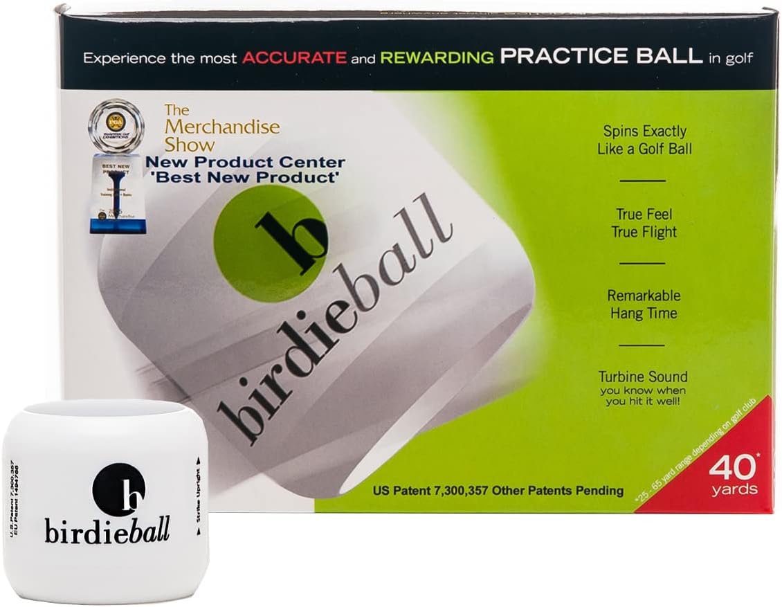 BirdieBall Practice Golf Balls, Full Swing Limited Flight Golf Practice Balls, Perfect Training Aid for All Golfers (pack of 12)