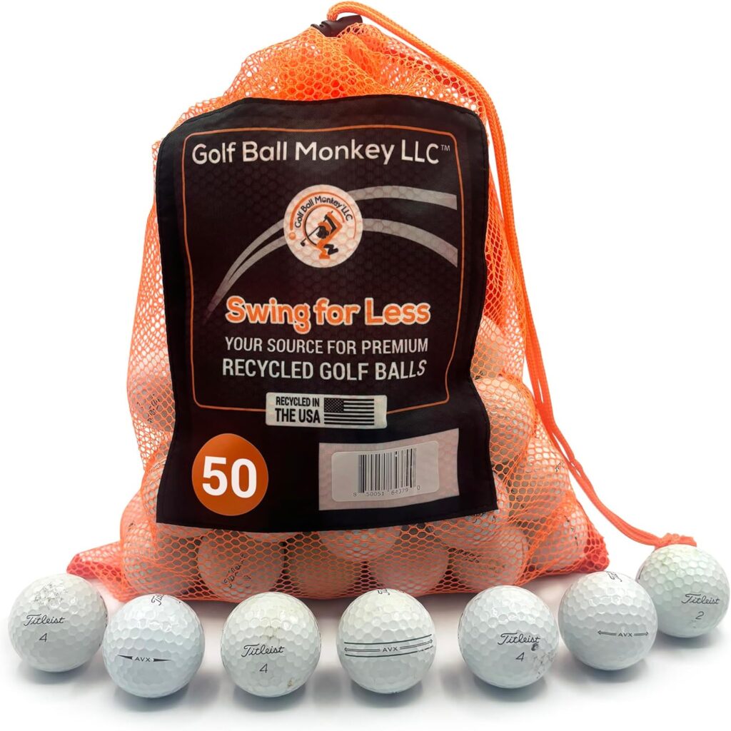 Golf Ball Monkey Cheap Recycled Balls for Taylormade Golf Balls White Mix- TP5, TP5X, Project A, Tour Response, Distance Plus, RBZ & More w/ 15 Tees & Mesh Bag