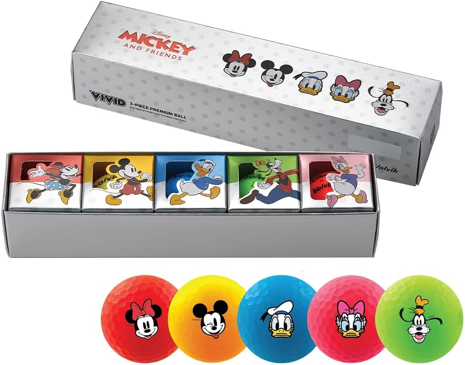 Volvik x Disney – Micky & Friends Vivid Collector Golf Ball Gift 5-Ball Pack